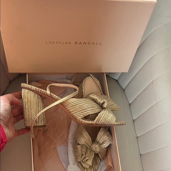 Loeffler Randall Camellia Platinum Pleated Heels - Picture 2 of 7